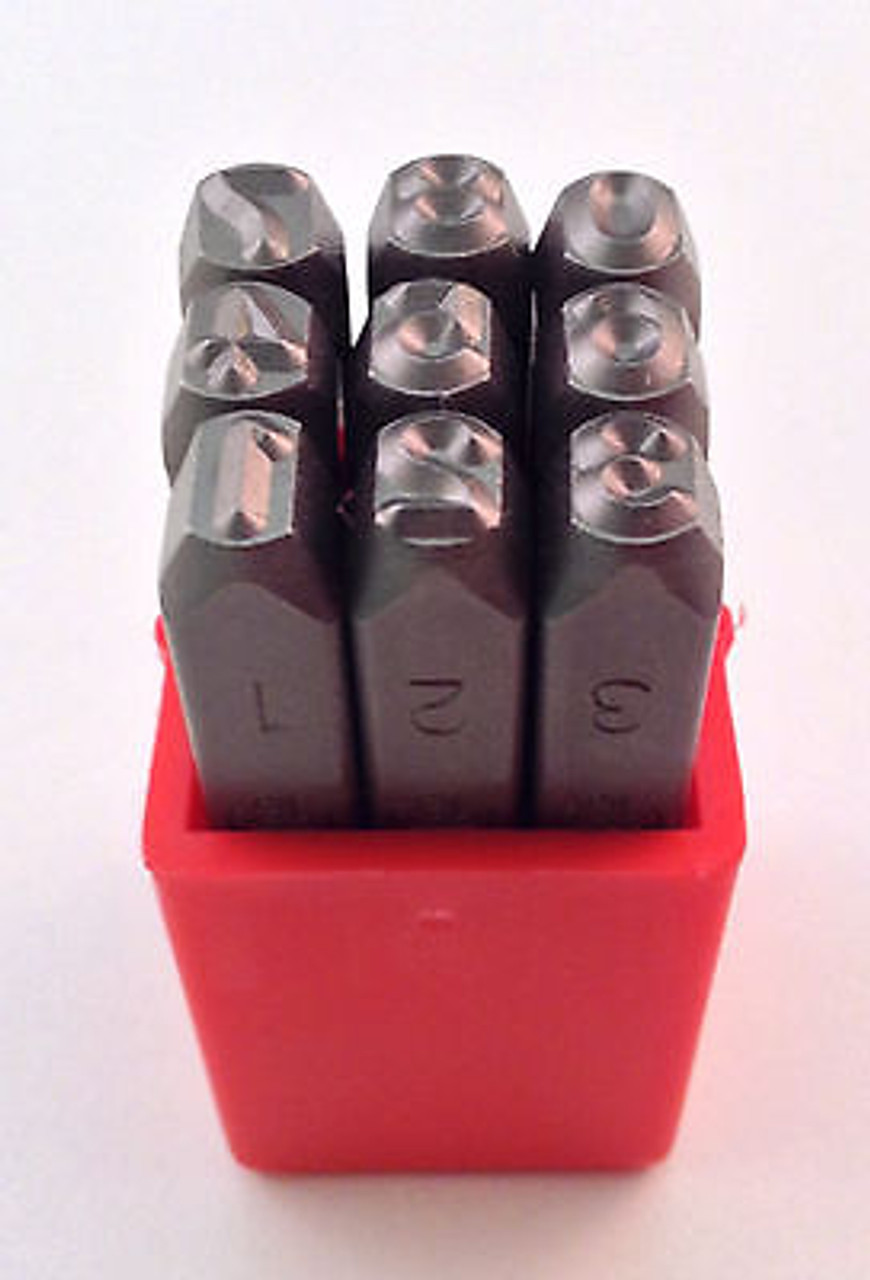 9pc 3/16 5MM Number Stamp Punch Set Hardened Steel, Metal Wood Leather -  Garage Monkey Tools