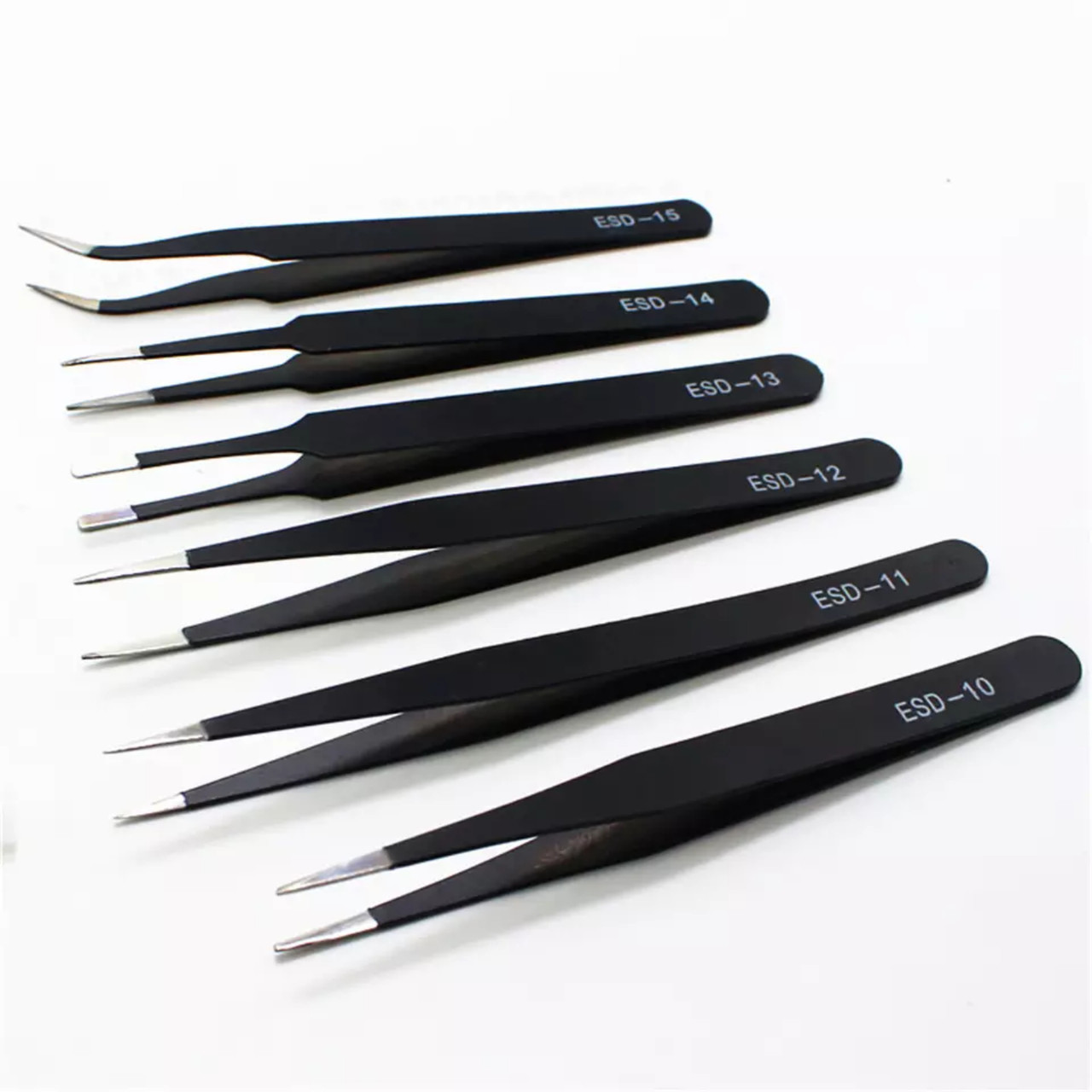 Tweezers Precision Set 10pcs ESD Tweezer Set Anti Static Stainless for  Craft,etc