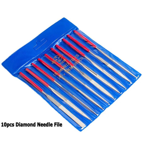 10pcs 3 x 140mm Mini Diamond Coated Needle File Set