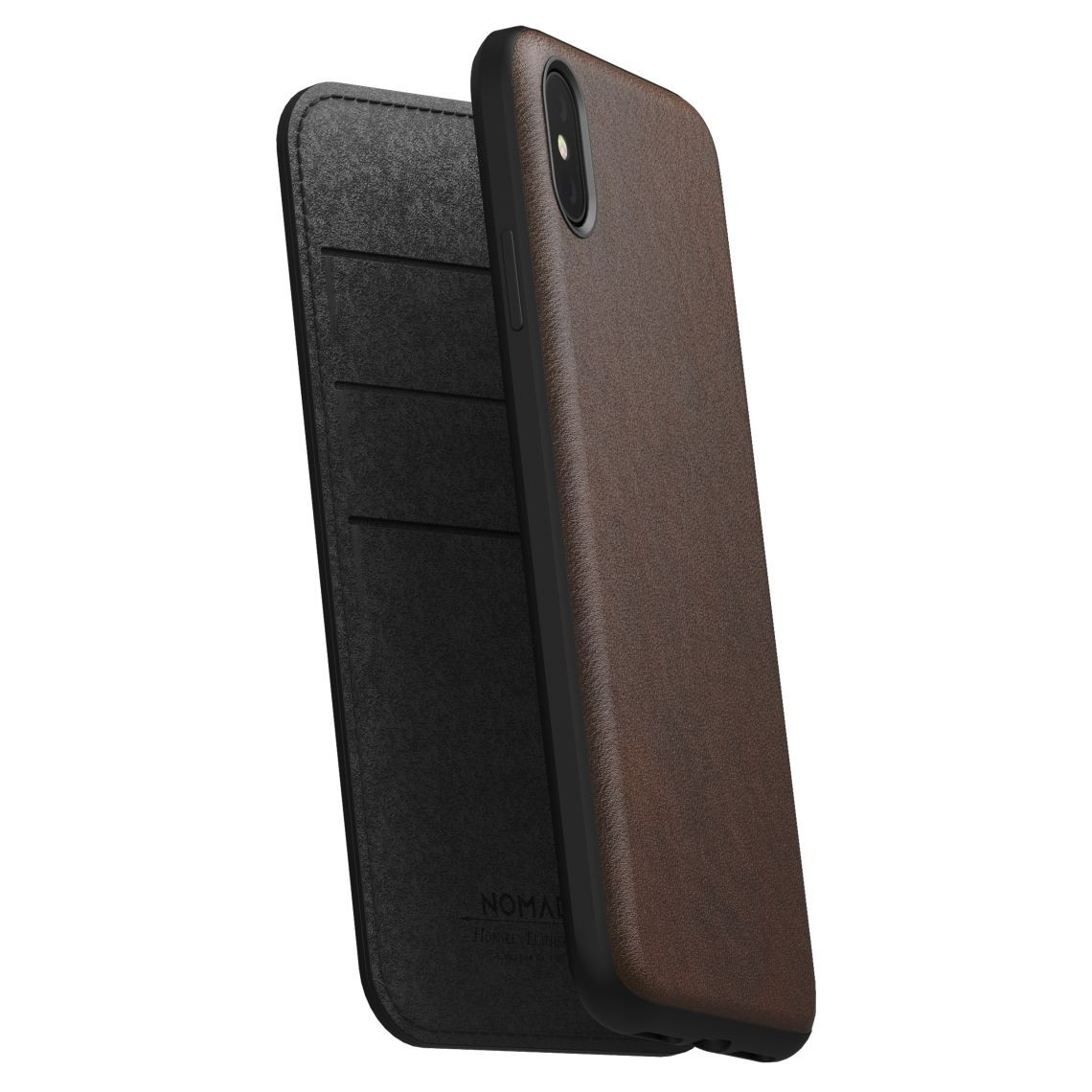 Nomad Horween Leather Rugged Folio Case for iPhone Xs Max Rustic