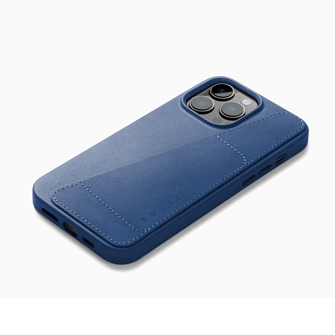 Mujjo Full Leather Wallet Case for iPhone 14 Pro Max Monaco Blue