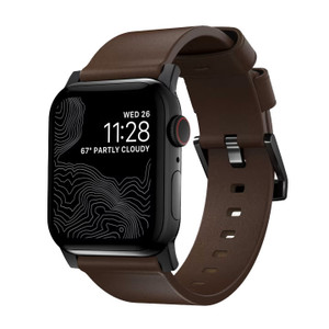 Nomad Modern Band Apple Watch 42/44/45/Ultra 49mm - Rustic Brown (Black hardware) Nomad Modern Band Apple Watch 42/44/45/Ultra 49mm - Rustic Brown (Black hardware)