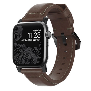 Nomad Traditional Strap Apple Watch 42/44/45/Ultra 49mm - Rustic Brown Black Hardware Nomad Traditional Strap Apple Watch 42/44/45/Ultra 49mm - Rustic Brown Black Hardware