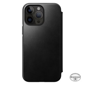 Nomad Modern Horween Leather Folio Case iPhone 14 Pro Max - Black
