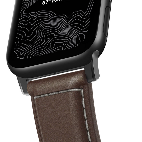 Nomad Traditional Strap Apple Watch 42/44/45/Ultra 49mm - Rustic Brown Black Hardware