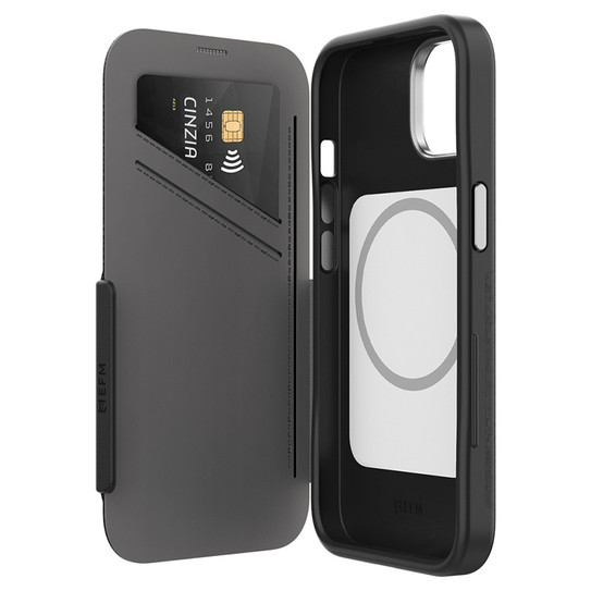 EFM Monaco D3O Leather Wallet Case Armour iPhone 14 - Black/Space Grey EFM Monaco D3O Leather Wallet Case Armour iPhone 14 - Black/Space Grey