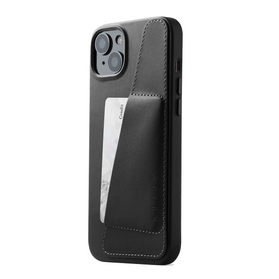 Mujjo Full Leather Wallet Case iPhone 14 Plus/15 Plus - Black