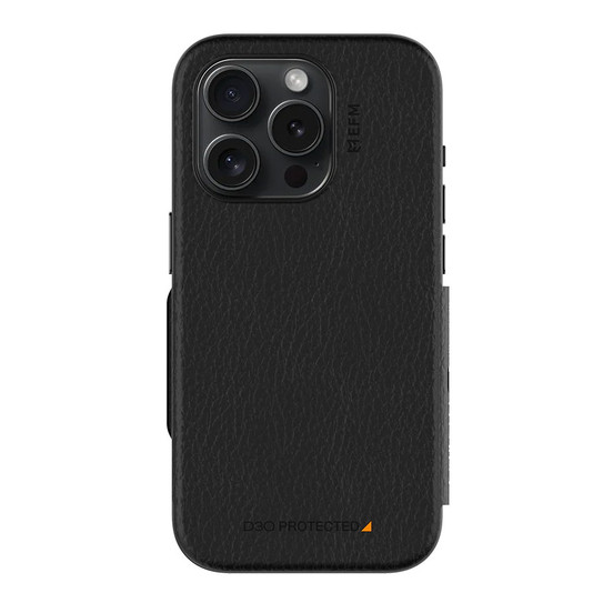 EFM Monaco D3O Leather Wallet Case Armour iPhone 15 Pro - Black/Space Grey EFM Monaco D3O Leather Wallet Case Armour iPhone 15 Pro - Black/Space Grey