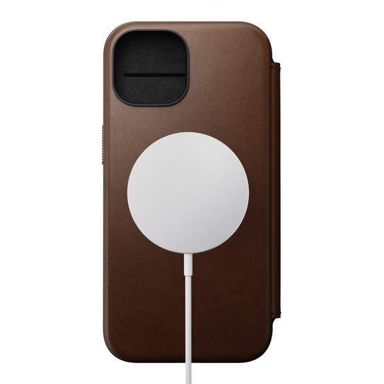  Nomad MagSafe Leather Folio Case iPhone 15 Plus - Brown 