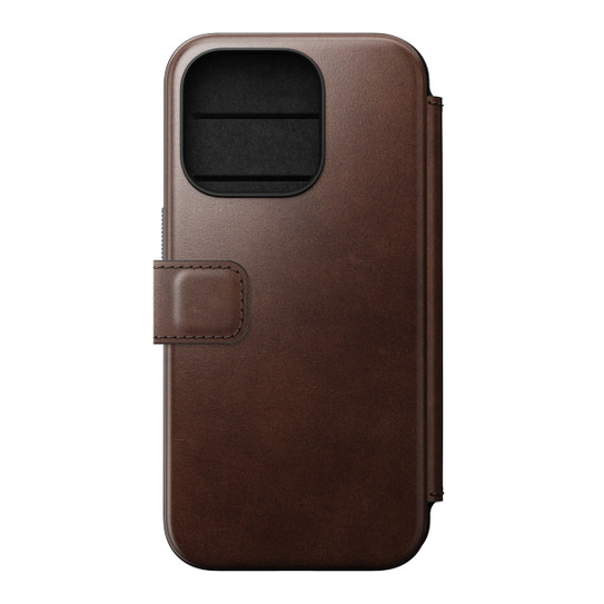 Nomad Horween Leather Folio Wallet iPhone 15 Pro - Rustic Brown