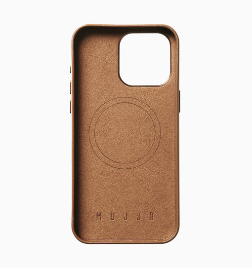 Mujjo Full Leather Wallet Case iPhone 15 Pro Max - Dark Tan