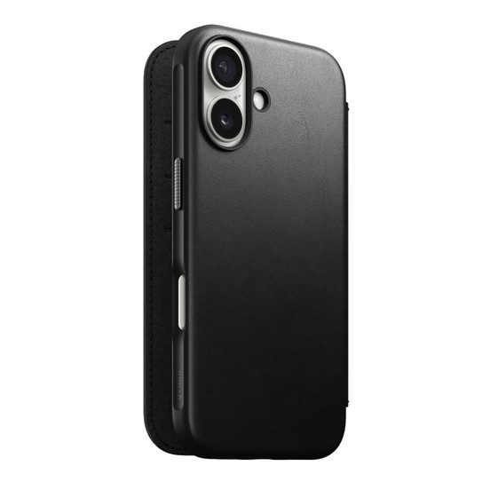 Nomad Modern Leather Folio Case iPhone 16 - Black