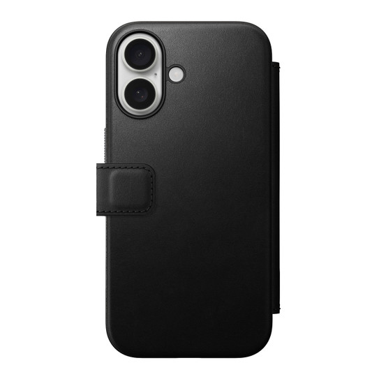 Nomad Modern Leather Folio Case iPhone 16 - Black