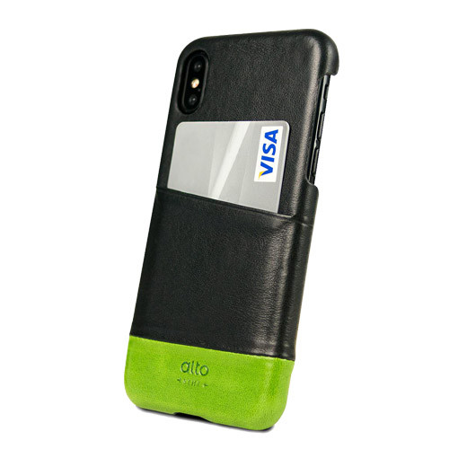 Alto Metro Leather Case iPhone X/Xs - Raven/Lime