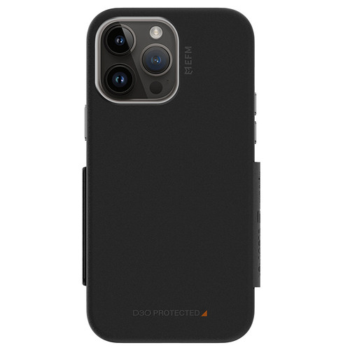 EFM Monaco D3O Leather Wallet Case Armour iPhone 14 Pro Max Black