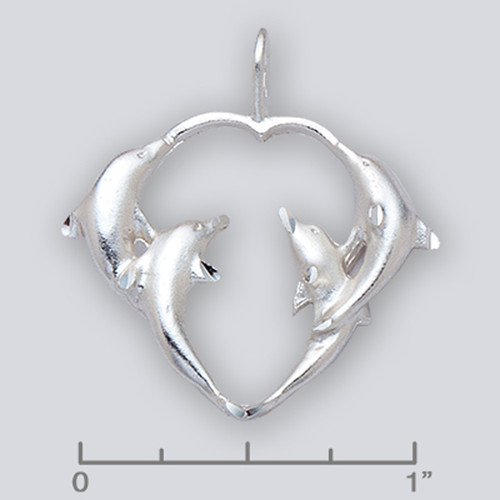 Sterling Silver Dolphin Heart Charm