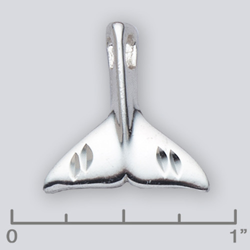 Sterling Silver Whale Tail Pendant Medium