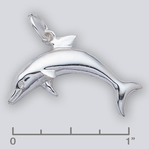 Sterling Silver Dolphin Pendant Large