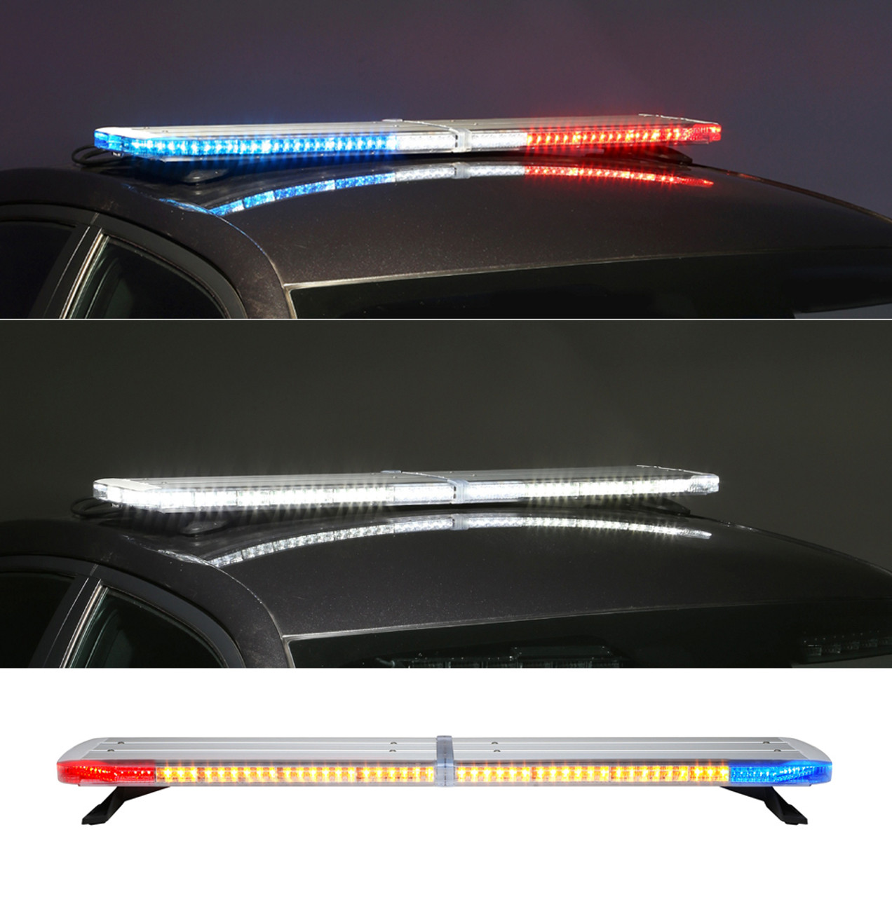 CLOSE OUT Whelen GB8SP3JX Legacy LED Light Bar Smoked Lenses RED-WHITE/BLUE-WHITE Front, RED-AMBER/BLUE-AMBER Rear