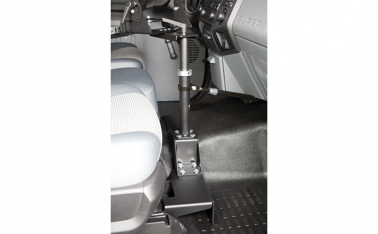 Gamber Johnson 7160-0281, 2011-2016 Ford F-250-550 and 2016+ F-650/750 Super Duty Mounting Base, Attaches Between Seat Studs, Heavy Gauge Steel, Black Powdercoat Finish