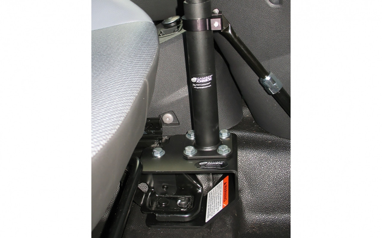 Gamber Johnson 7160-0536, 2014-Current Ford Transit Connect Pedestal Mounting Base, Attaches To Seat Studs, Heavy Gauge Steel, Black Powdercoat Finish