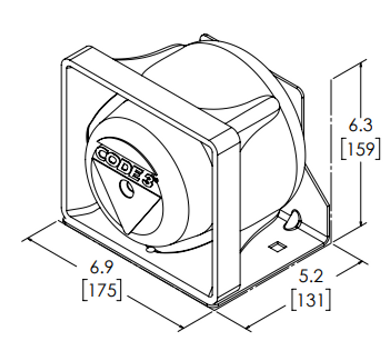 Code-3 PB100* - PB100 SERIES Heavy-Duty Siren Speaker, Available in Black or Chrome, Grille Mount