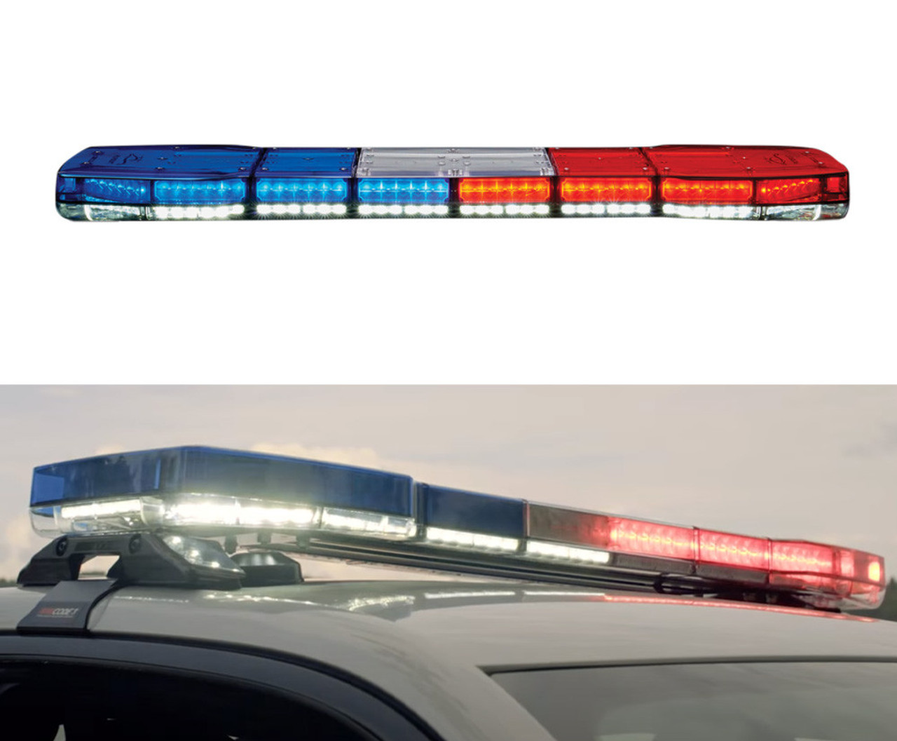 Code-3 Pursuit LED Light Bar, Dual Levels of Lighting Create Unique & Intense Flash Patterns, 53 inch, includes mounting hardware