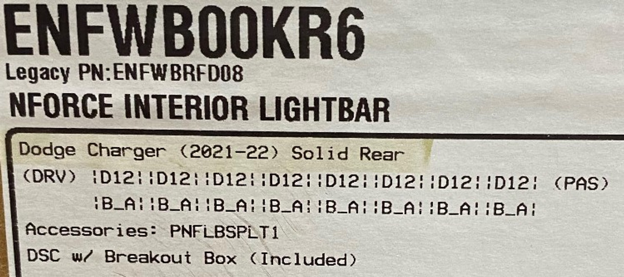 SoundOff nForce Interior Rear Facing LED Light Bar, Dual Color per lighthead, BLUE/AMBER, 2015-2023 Dodge Charger, ENFWB00KR6