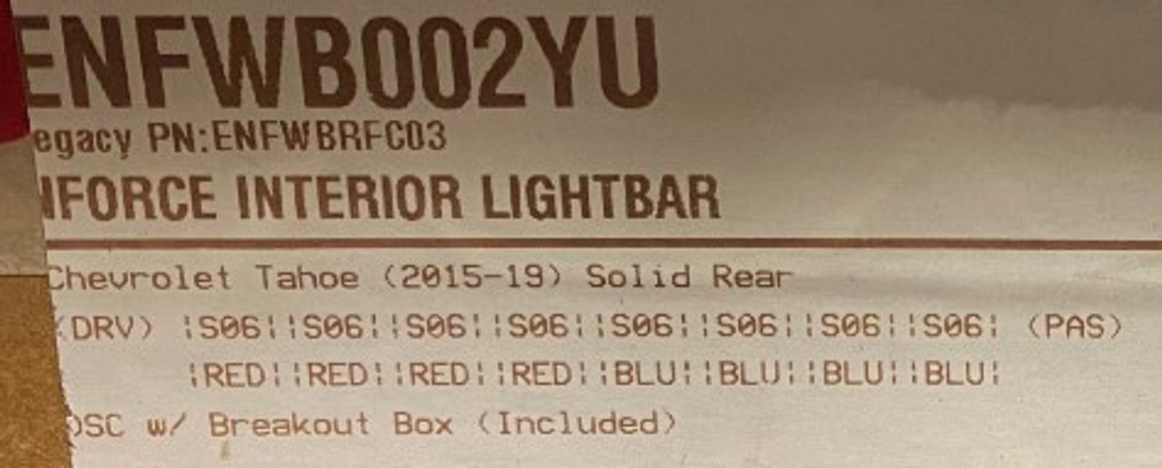 SoundOff nForce Interior Rear Facing LED Light Bar, Single Color per lighthead, RED Driver / BLUE Passenger, 2015-2020 Tahoe, ENFWB002YU
