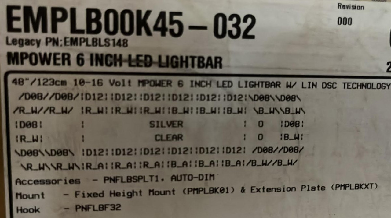 SoundOff mPower LED Lightbar 48 inches RW/BW Front - RA/BA Rear, comes with free Mounting Hardware for 2020-2023 Interceptor Utility, Mounting Hardware can be changed, EMPLB00K45-032