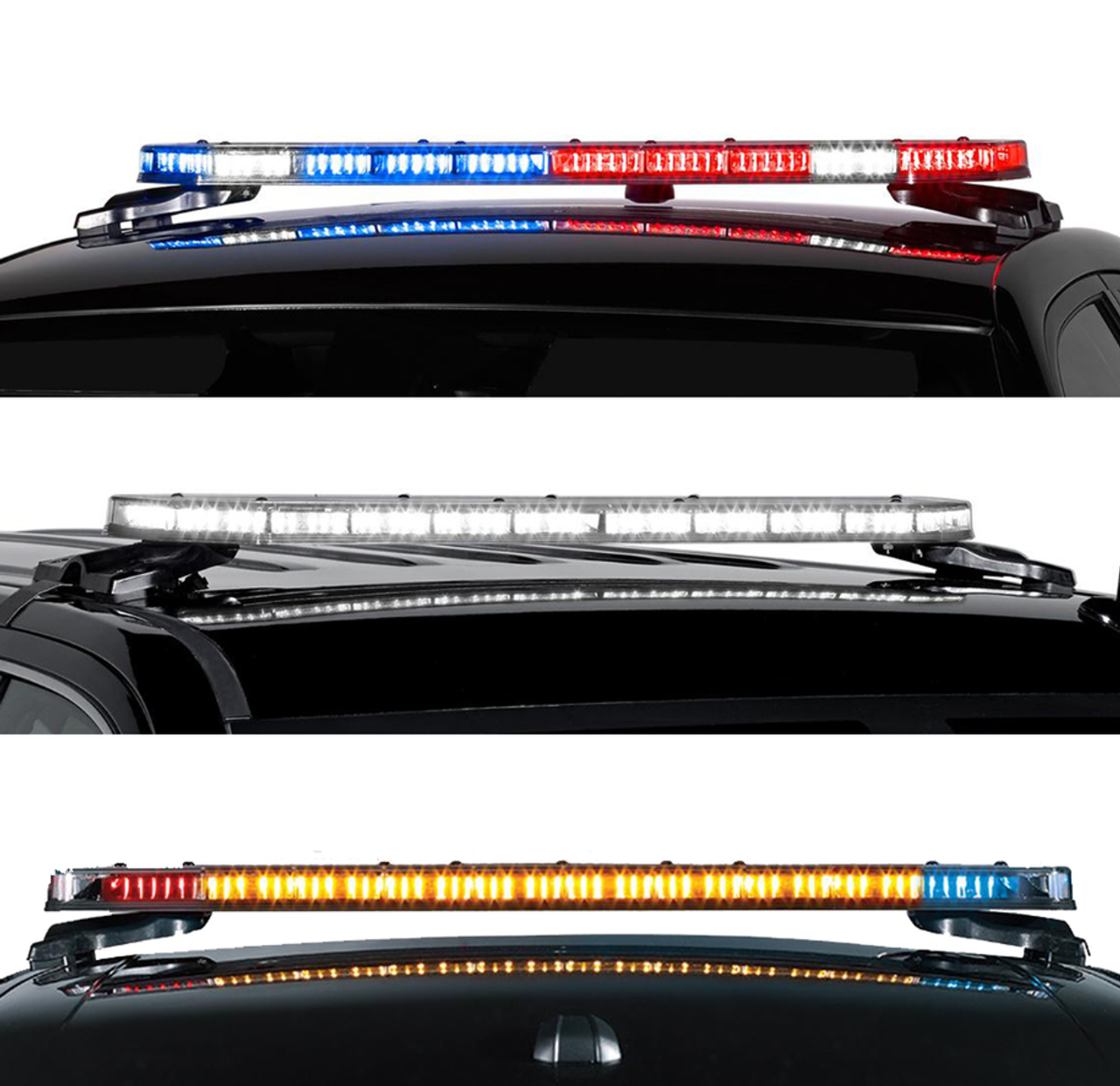 Federal Signal Integrity LED Light Bar, Dual Color, Red/White Front, Red/Amber Rear, Includes Full Flood Scene Lighting and Amber Traffic Advisor, 51 inches