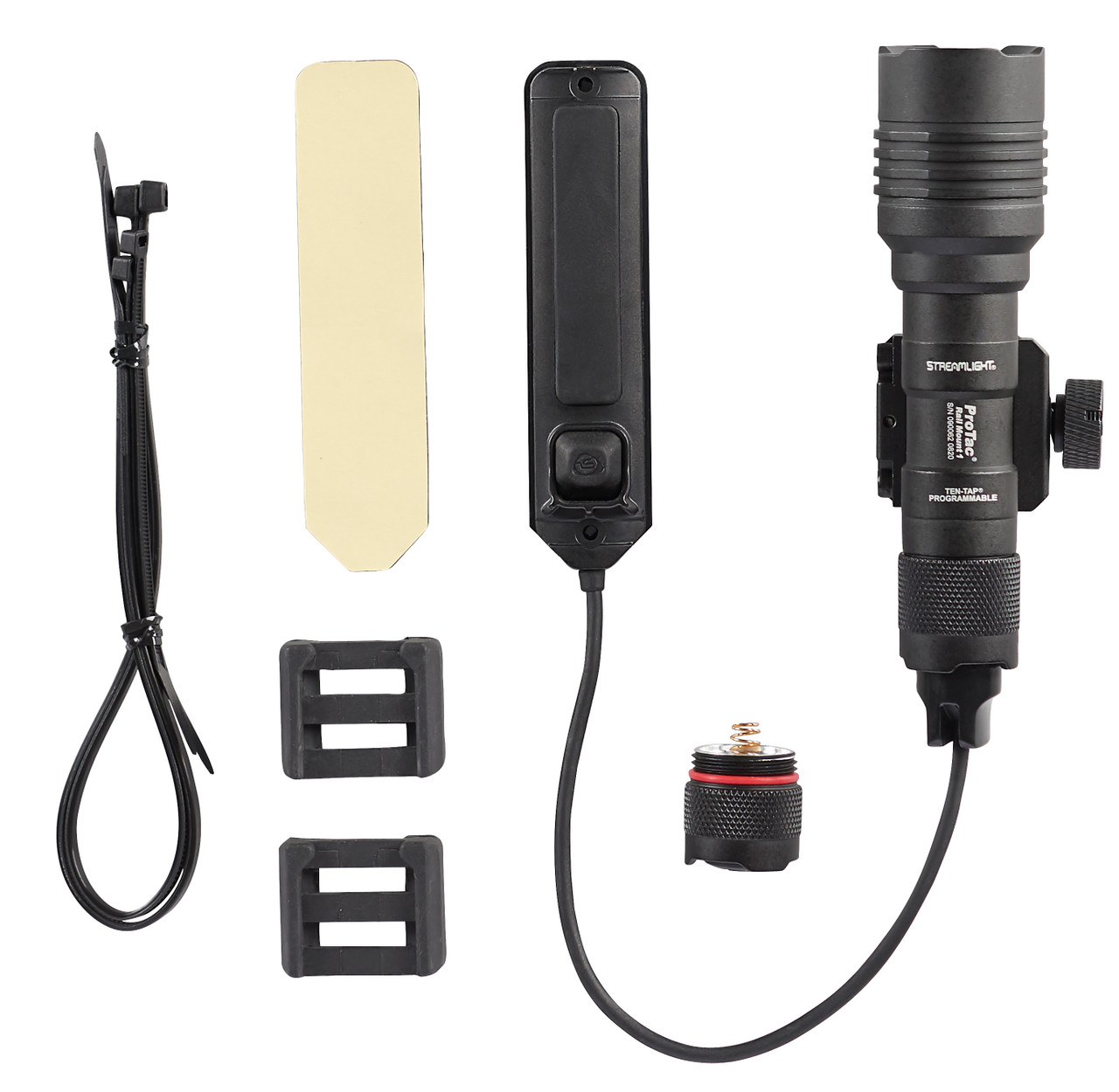 Streamlight 88058 ProTac Railmount 1L - includes remote switch tail switch remote retaining clips mounting hardware and 1 AA alkaline and 1 CR123A lithium battery - Box - Black - DSS