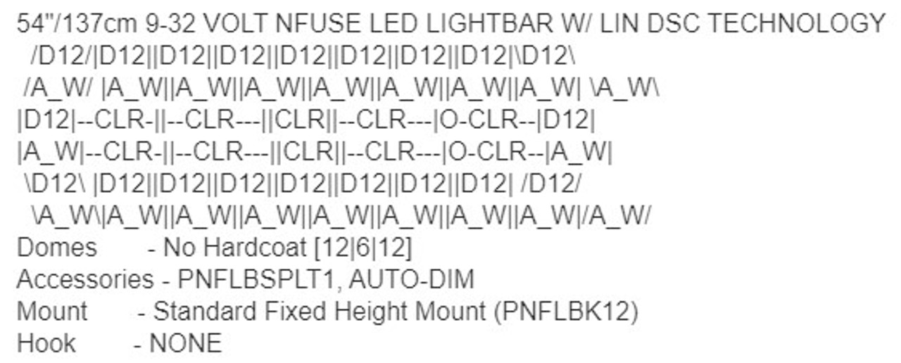 Soundoff nFUSE LED Exterior Light Bar, ENULB, 54 inches, Dual Color, 2-colors per head,  AMBER/WHITE, ENULB00SL6-1HB