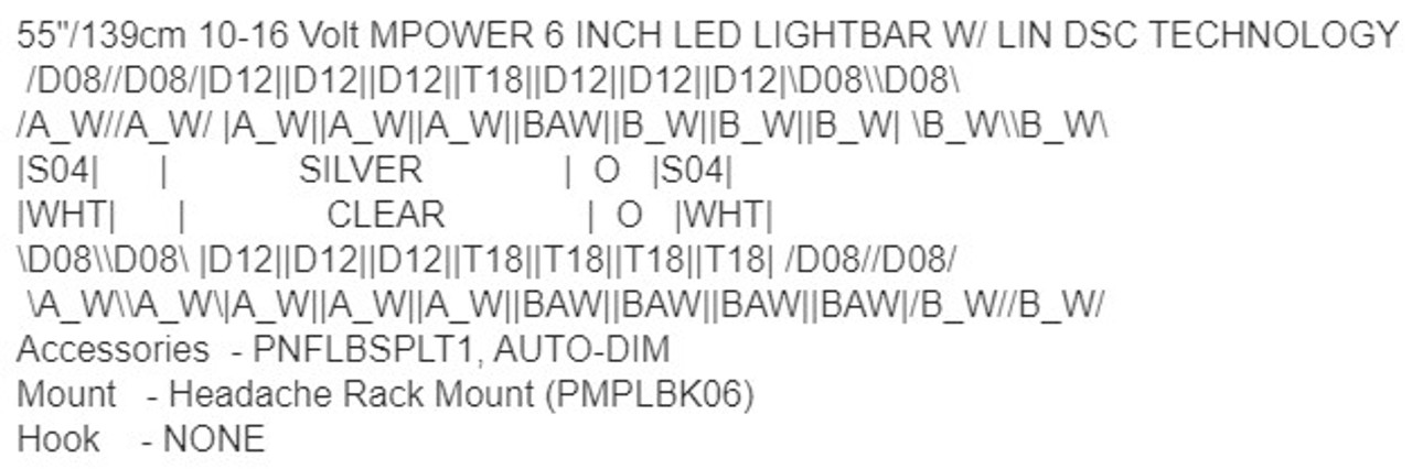 SoundOff mPower LED Lightbar 55 inches AW Front (BAW Center) - AW Rear Driver Side, BAW Rear Passenger Side, includes free Headache Rack Mount, EMPLB007VH-02G