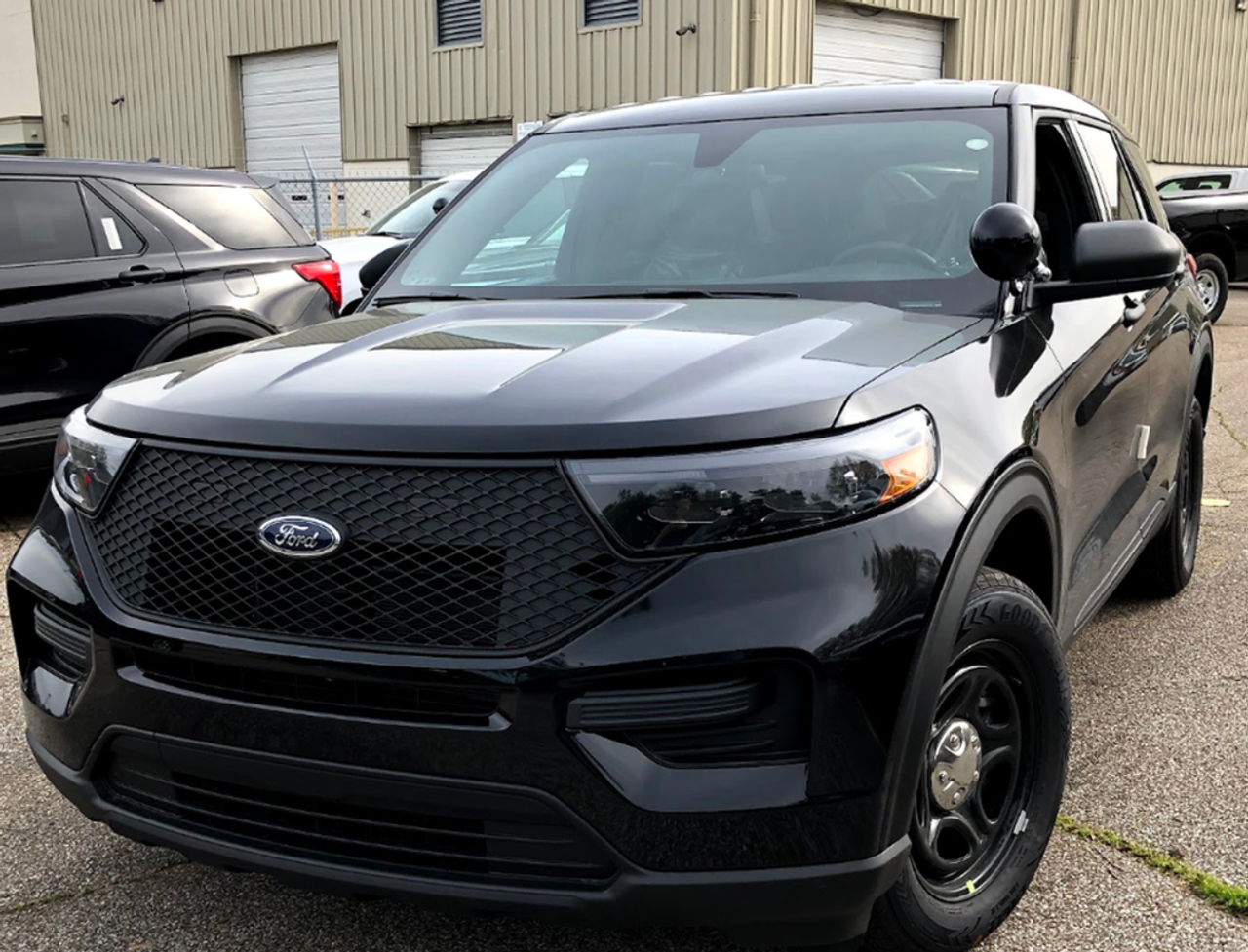 New 2023 Black Ford Explorer PPV Police Interceptor Utility SUV AWD (includes Rear Air), ready to be built as a Marked Patrol Package (Emergency Lighting, Siren, Partition, Window Barriers, etc.), + Delivery, TK23FPIU-MP-BLK