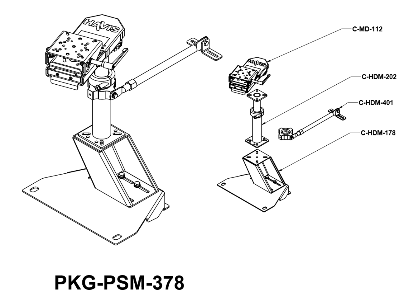 Havis PKG-PSM-378 Premium Pedestal Mount Package, Jeep Renegade 2015-19