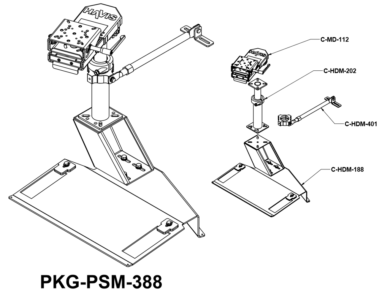 Havis PKG-PSM-388 Pedestal Mount Package, Chevy Colorado 2015-22