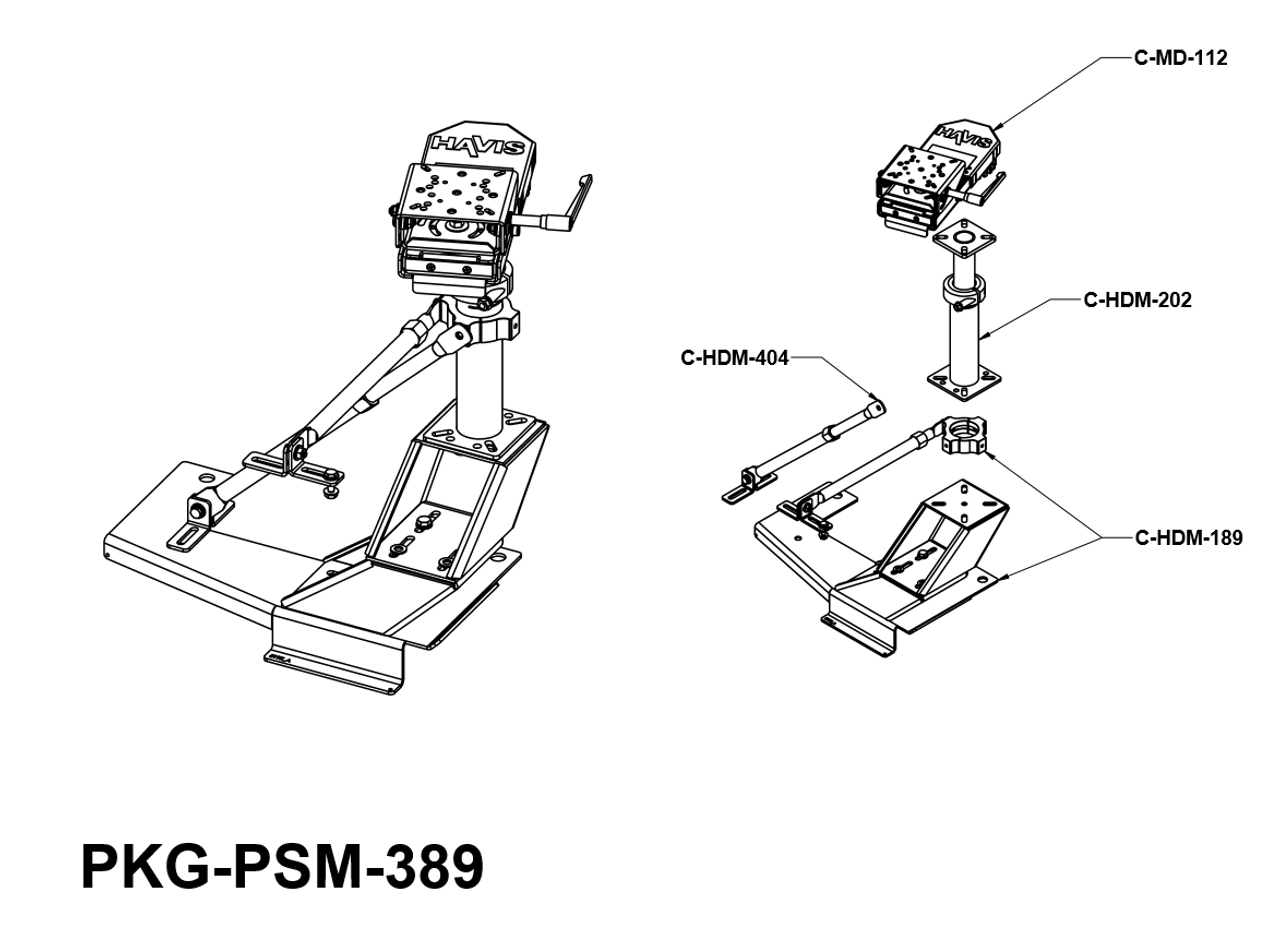 Havis PKG-PSM-389 Premium Pedestal Mount Package, Ford Transit Connect 2014-23