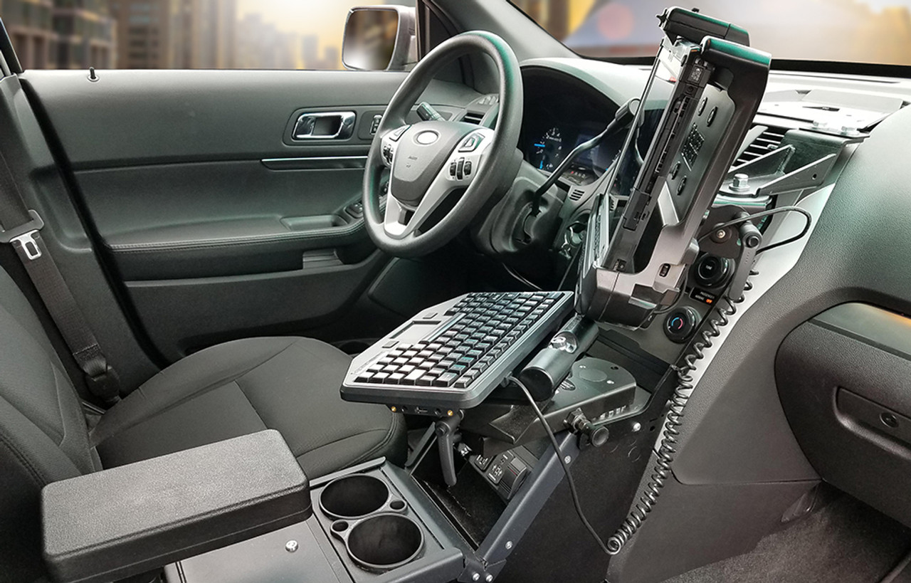 Gamber Johnson 7170-0166-02 Ford Law Enforcement Interceptor Utility (Explorer) 2012-2019 Console Box with Cup Holder and Printer Armrest Kit, includes faceplates and filler panels