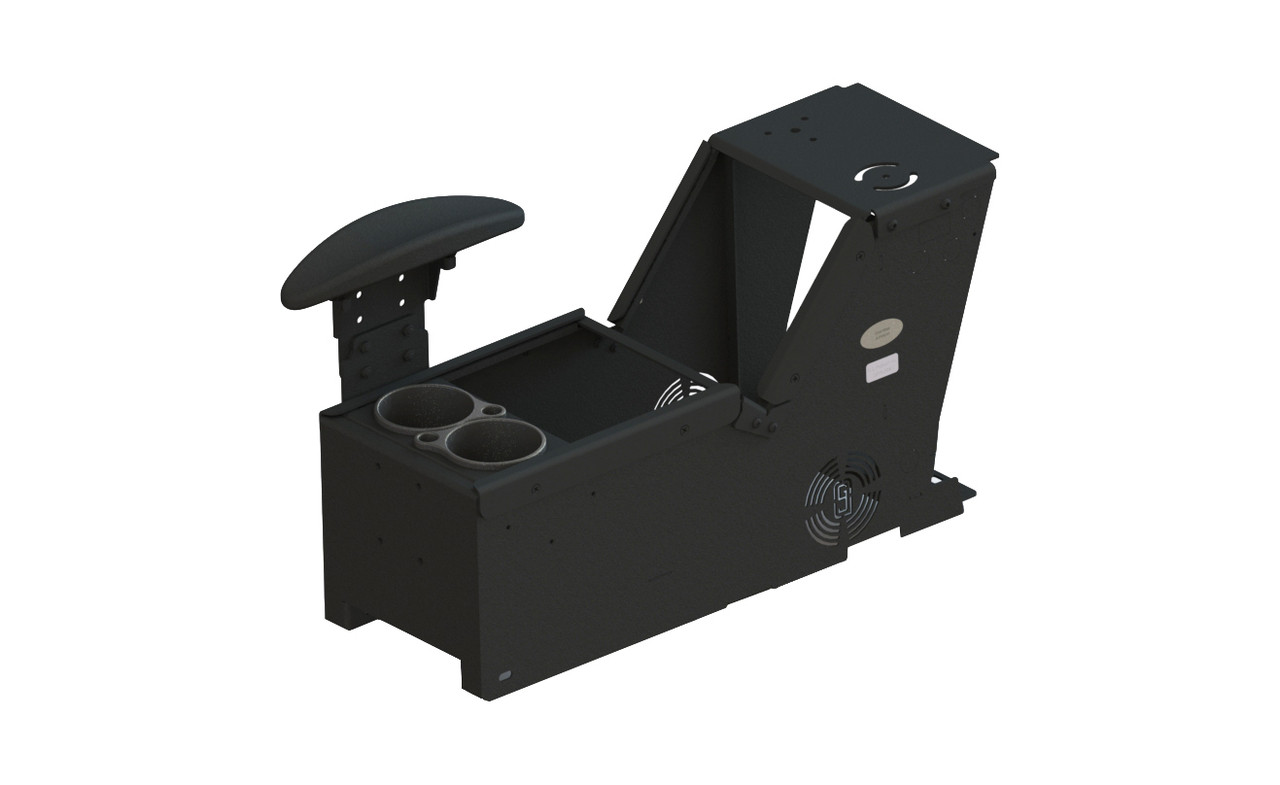 Gamber Johnson 7170-0166-08 Ford Law Enforcement Interceptor Utility Console Box with Cup Holder and Side Mount Armrest Kit, 2013-2019, includes faceplates and filler panels