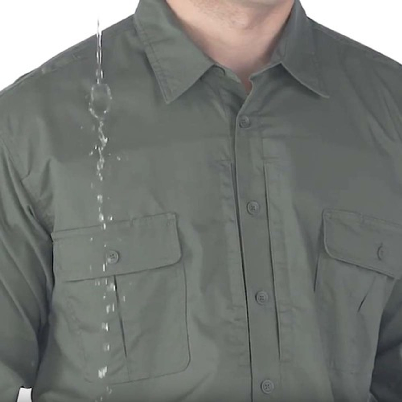 Propper F5350 Men's Kinetic Tactical Button-Down Uniform Shirt, Short Sleeve, Polyester/Cotton Ripstop NEXStretch Fabric w/DWR, available in black, khaki, olive and LAPD Navy