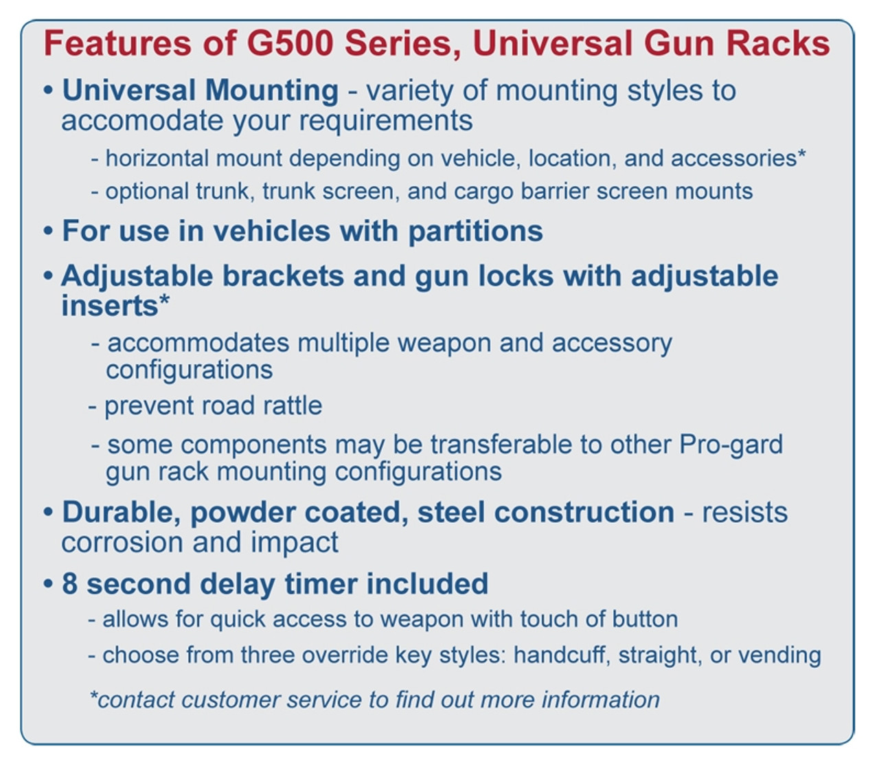 Pro-Gard G5000, Single Weapon, Flat Surface Universal Partition Horizontal Mount Gun Rack,  Custom Order