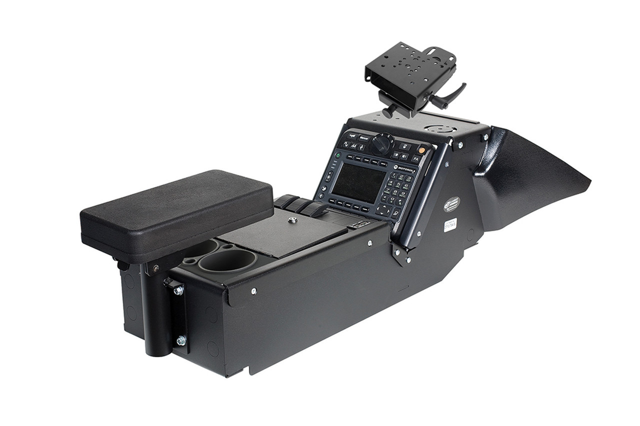 Gamber Johnson 7170-0137-05 Dodge Charger Law Enforcement Package (2011-2021) Console Box with Cup Holder, Armrest and 6" Locking Slide Arm Motion Attachment Kit, includes faceplates and filler panels