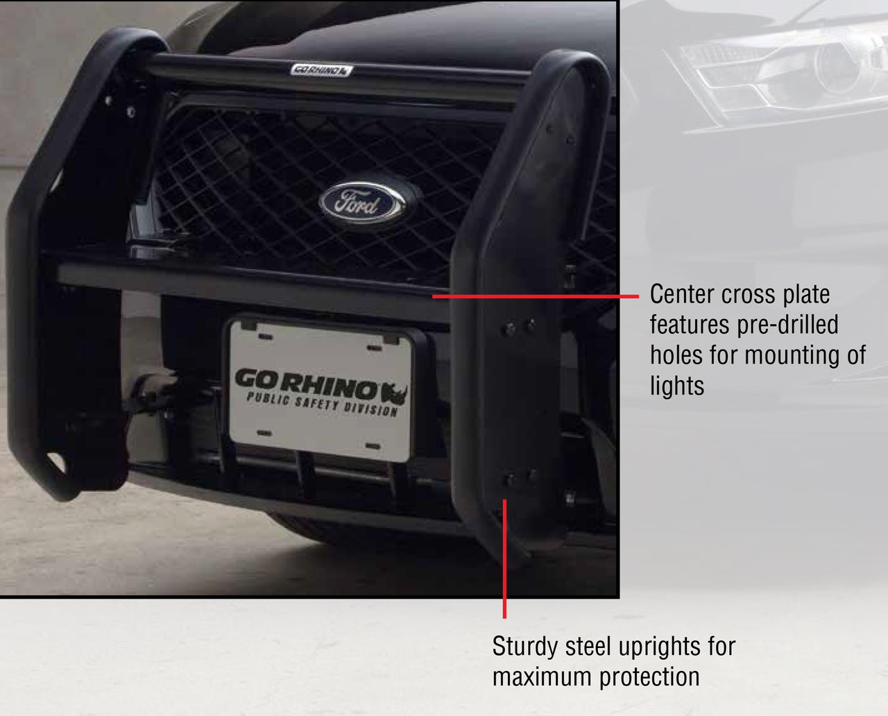 Go Rhino Ford Law Enforcement Interceptor Sedan Taurus Push Bar Brush Guard 2013-2019