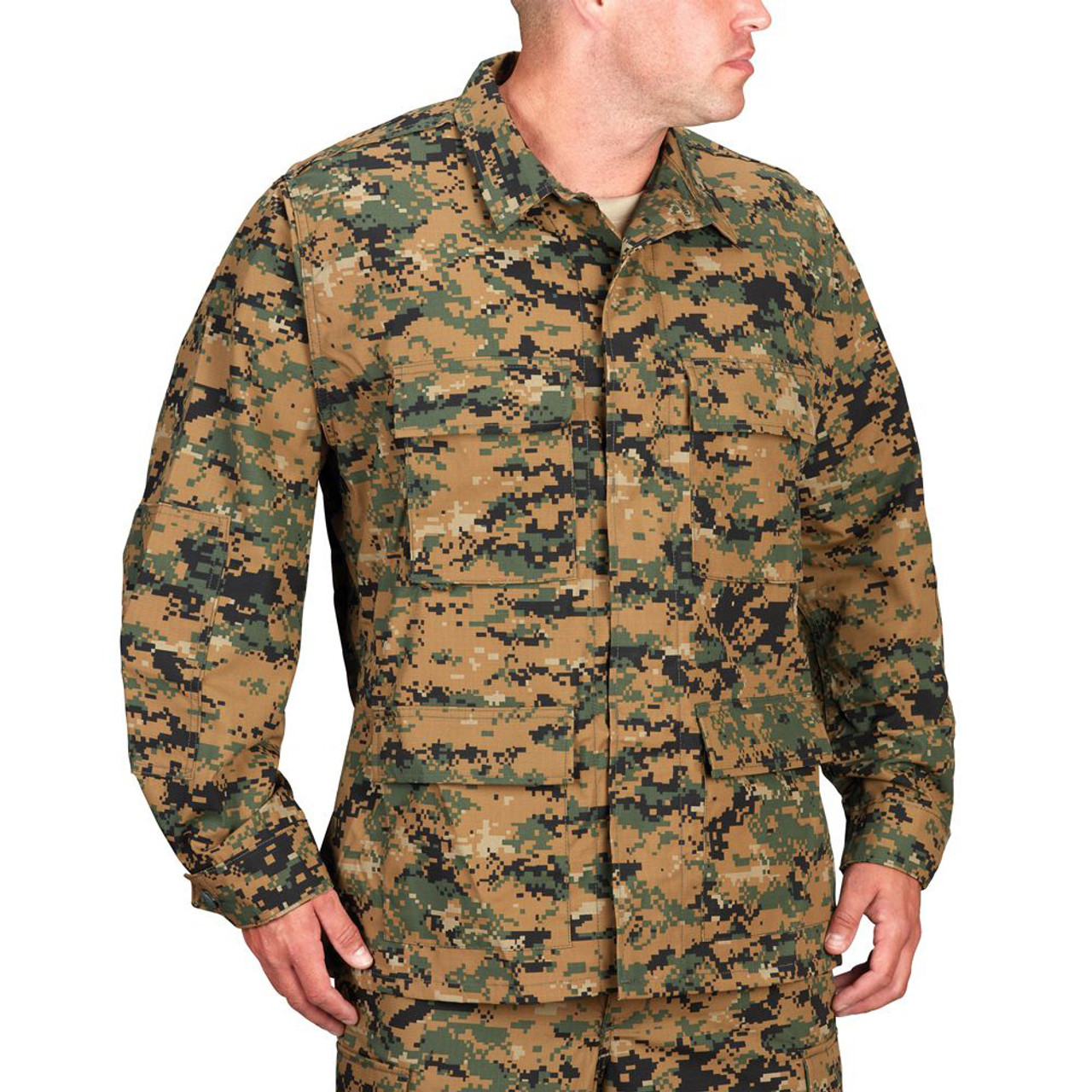 Propper F5450-25 BDU Tactical Uniform Coat Jacket, Cotton/Polyester ripstop, Adjustable Cuffs, Four front cargo pockets with hidden button flaps,