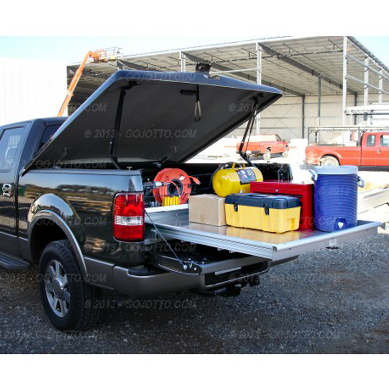 Jotto-Cargo Slide 410-9071, Truck-Bed Cargo Slide fits Dodge Ram Full Size Trucks with a 8' Bed, 2000 lbs Capacity, 95" Length, 49" Width, Weighs 155 lbs, Aluminum