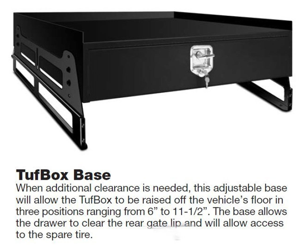 Tufloc 36-023 TufBox Security Drawers Ford Law Enforcement Interceptor Sedan: 8X34X20, Secure Weapon Lock Box, Combination or T-Handle Lock, Optional Drawer Base, Foam Insert, Motion Activated Interior LED Light, Black