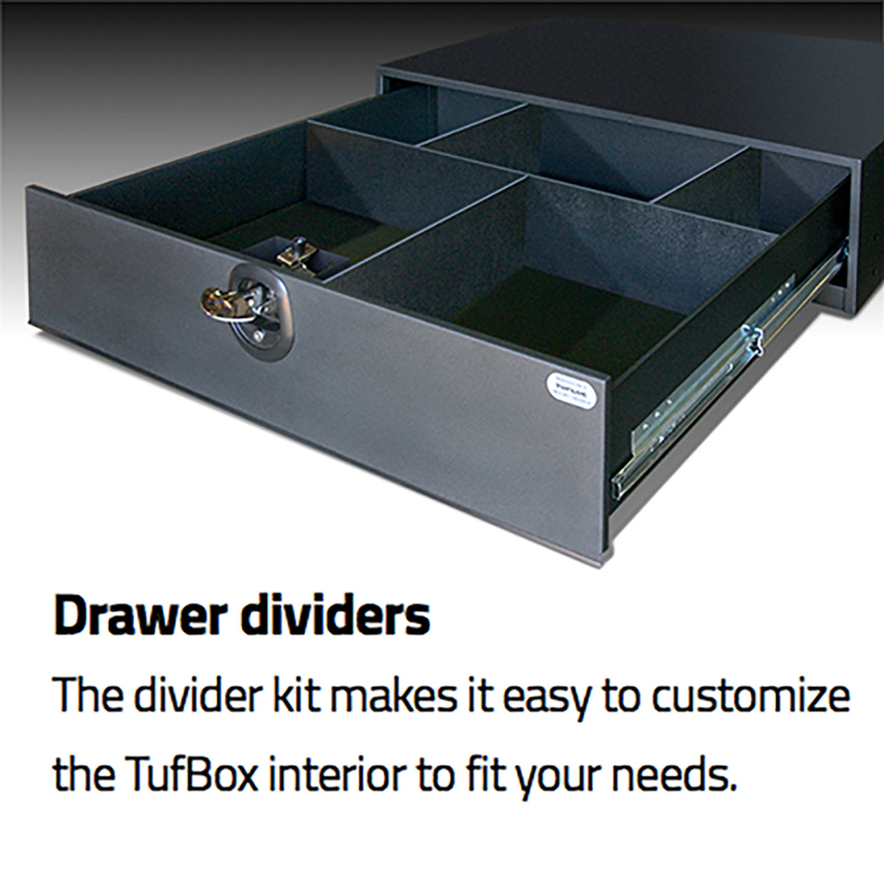 Tufloc 36-015 TufBox Security Drawers Dodge Charger: 8X34X20, Secure Weapon Lock Box, Combination or T-Handle Lock, Optional Drawer Base, Foam Insert, Motion Activated Interior LED Light, Black