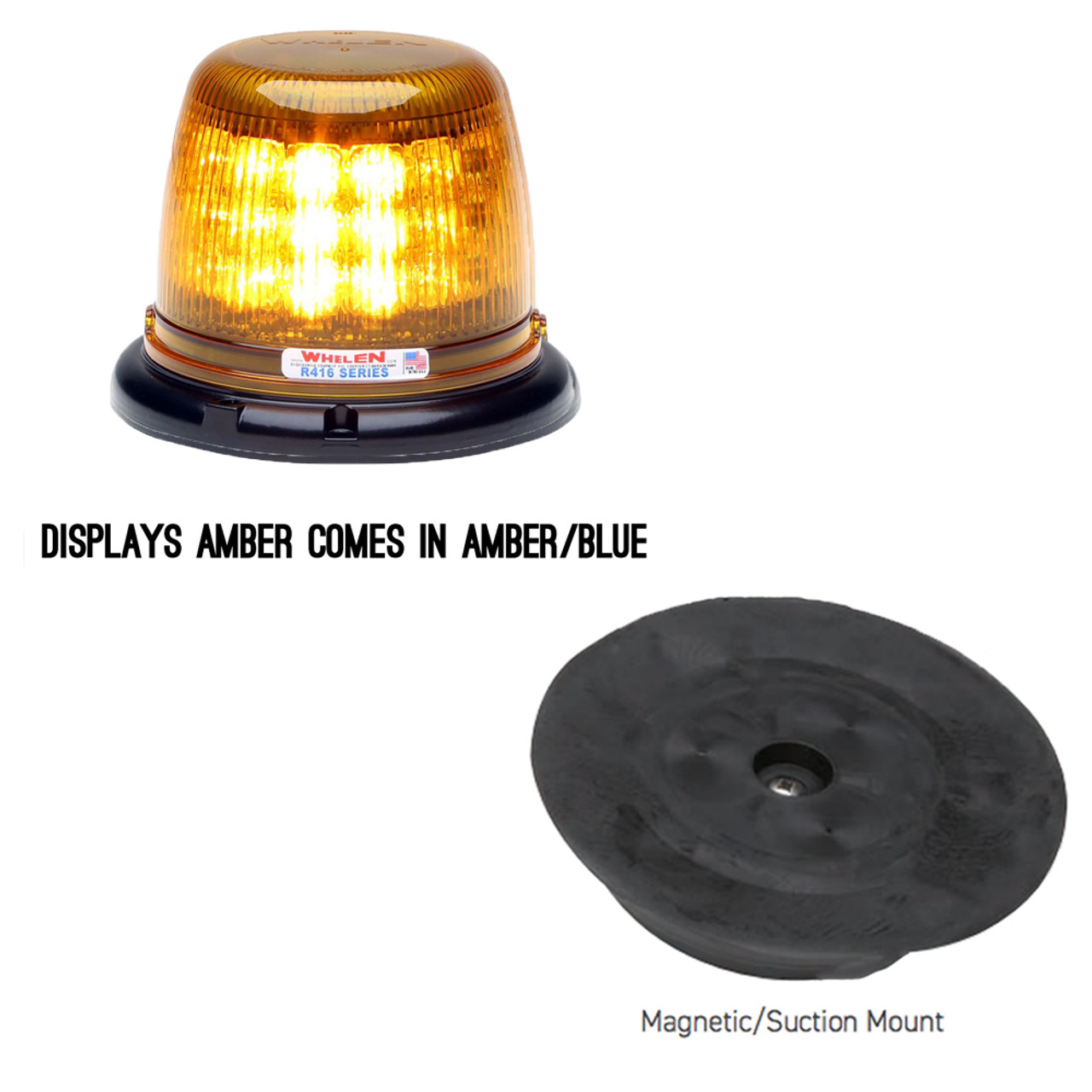 CLOSE OUT Whelen R416BM Rotating Super-LED Beacon, Blue Magnetic Mount