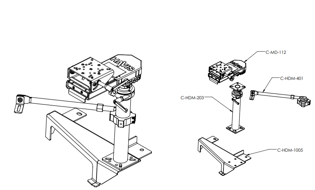 Havis PKG-PSM-3005 Premium Pedestal Mount Package, Ford Ranger 2019-23